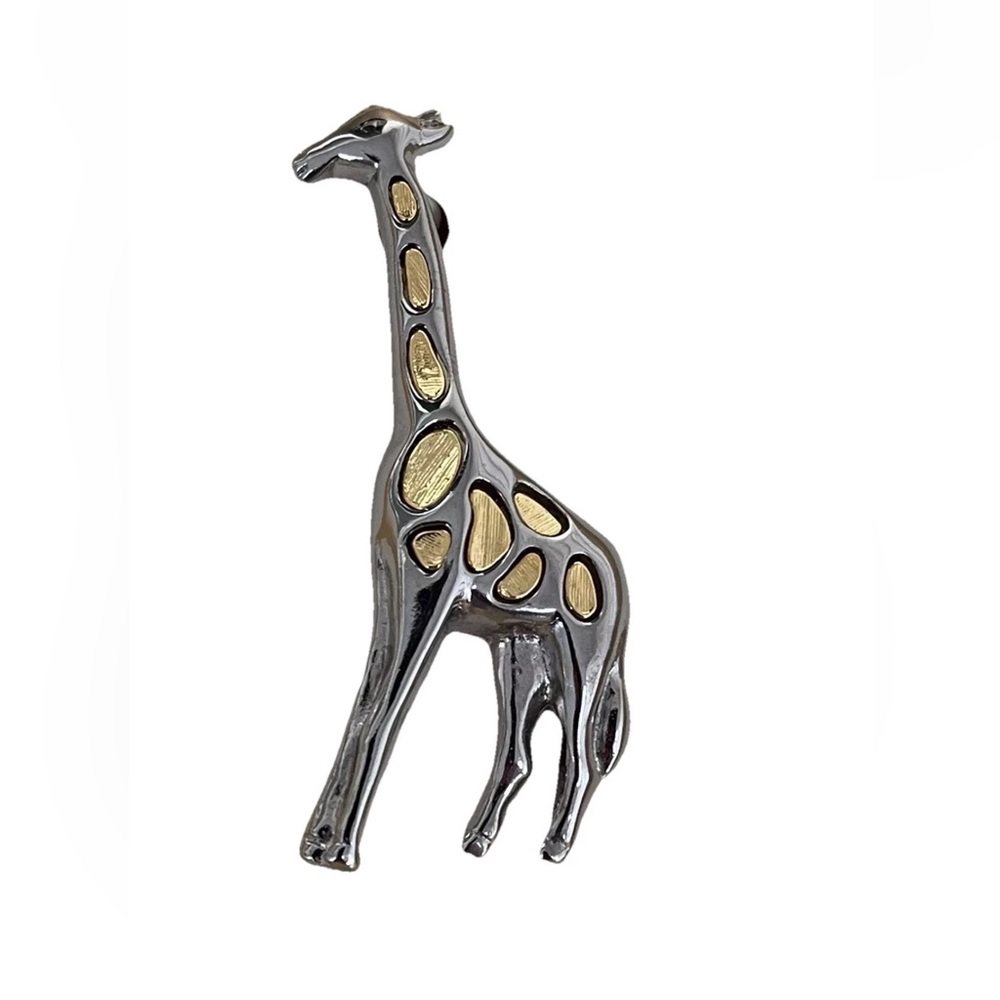 🆕Liz Claiborne NWT/ in box giraffe pin-silver and gold tone-two‎ tone brooch